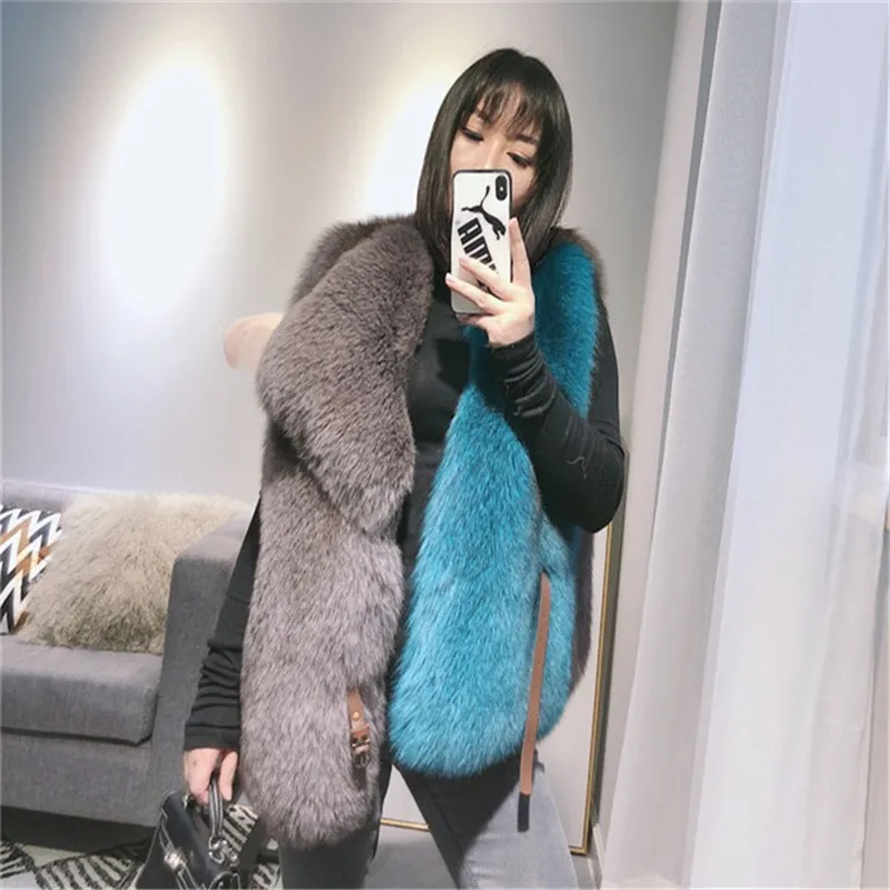 winterjas dames 2022 Natural Full Pelt Real Fox Fur Vest Suit Collar Women Genuine Fox Gilet Winter Medium Waiscoat