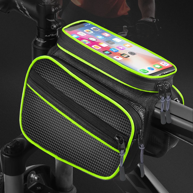 

BICYCLE BAG Pannier CYCLING BIKE FRAME Touch Screen IPHONE HOLDER Waterproof MOBILE PHONE POUCH Shoulder Luggage Tube Head