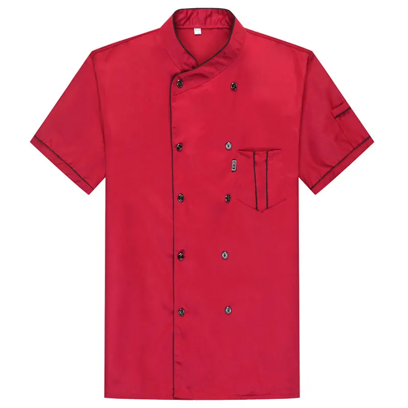 Short Sleeve Куртка шеф-повара Лон/короткий рукав повара пальто бариста Бейкер Рабочая Униформа Официанта ресторан отель одежда - Цвет: Short Sleeve