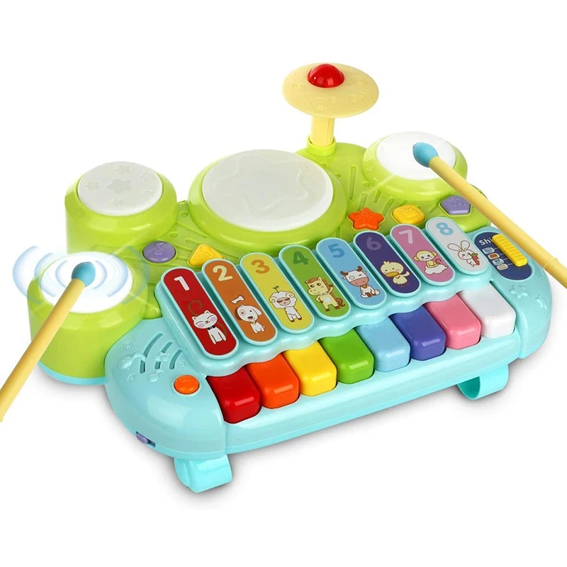 

3 в 1 детский барабанный набор пианино клавишные игрушечный ксилофон музыкальные инструменты Обучающие игрушки