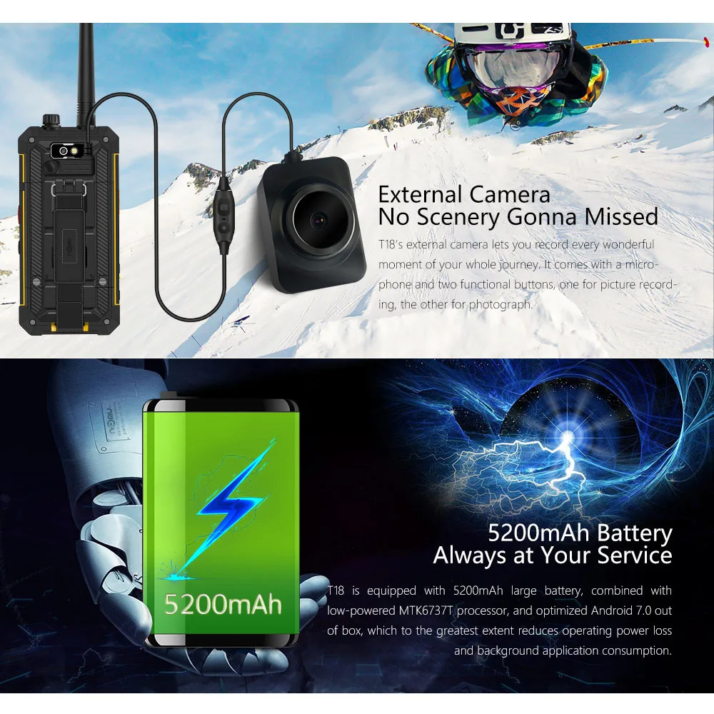 Nomu T18 IP68 портативная рация Водонепроницаемый 4G LTE мобильный телефон 4," MTK6737T четырехъядерный Android 7,0 3 ГБ+ 32 ГБ 5200 мАч NFC Смартфон
