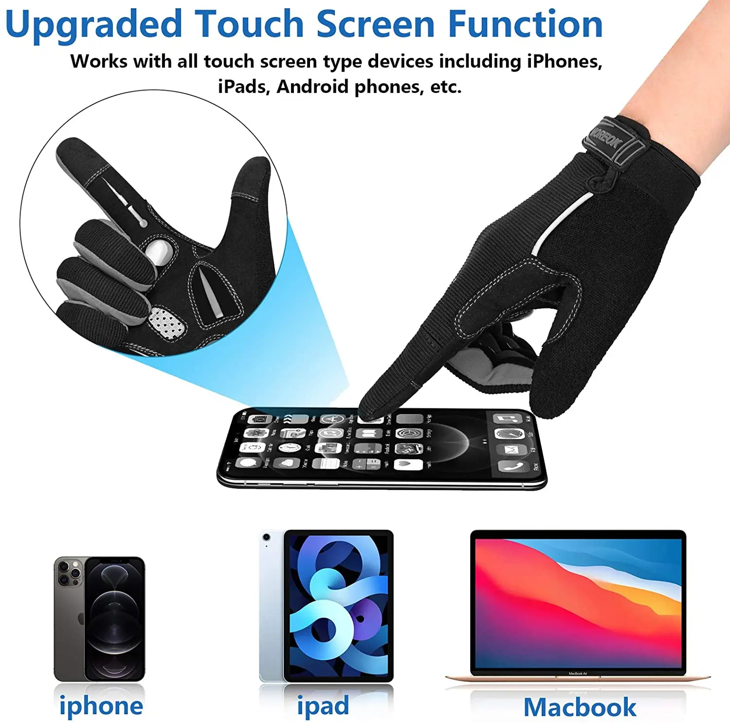 Велосипедные перчатки MOREOK зимние велосипедные с закрытыми пальцами 5 мм SBR +