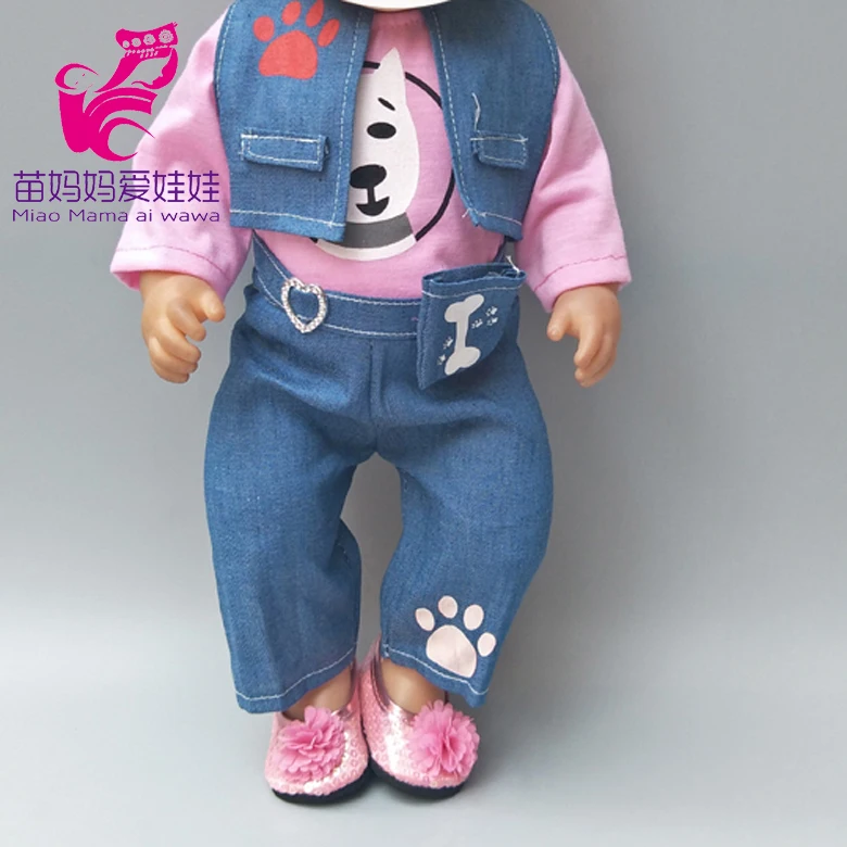 43 см Детские куклы одежда красная шаль и джинсы брюки подходят для 18 дюймов Кукла