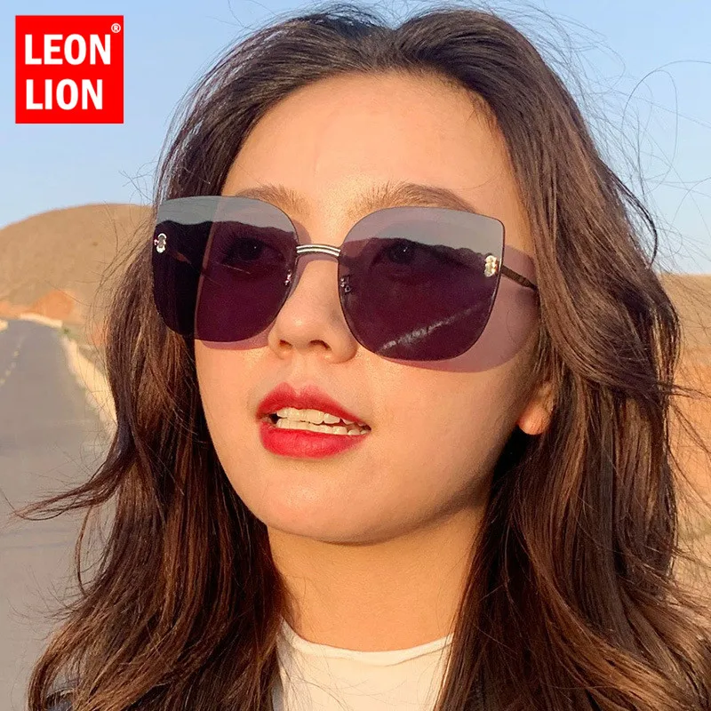 

LeonLion Rimless Cateye Sunglasses Women Vintage Glasses for Women Retro Sunglasses Women Luxury Brand Oculos De Sol Feminino