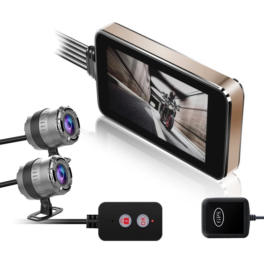 Лучшая мотоциклетная камера видеорегистратор для мотоцикла 1080P с двумя