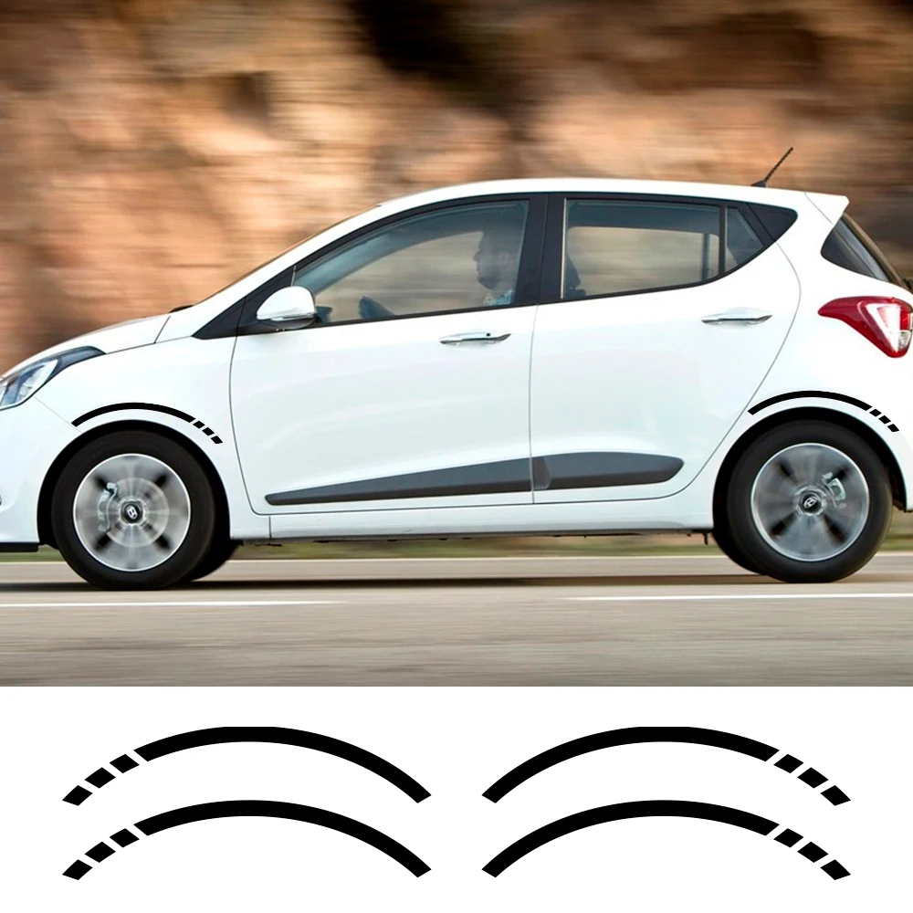 

4 шт. для Hyundai i10 автомобильные шины виниловые спортивные наклейки передний задний автомобильный обод колеса бампер изогнутые наклейки Авто...