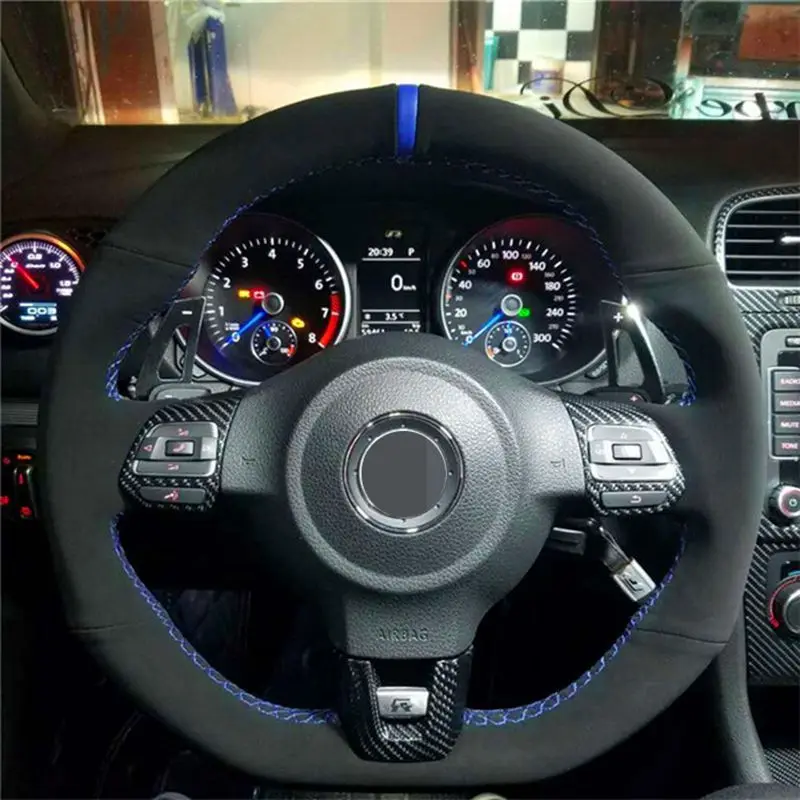 

Черная замшевая чехол рулевого колеса автомобиля для Volkswagen Golf 6 GTI MK6 VW Polo GTI Scirocco R Passat CC R-Line