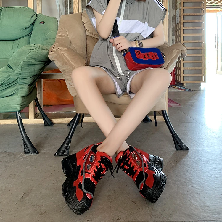 Женские кроссовки на высоком каблуке Fujin весенние повседневные высокой