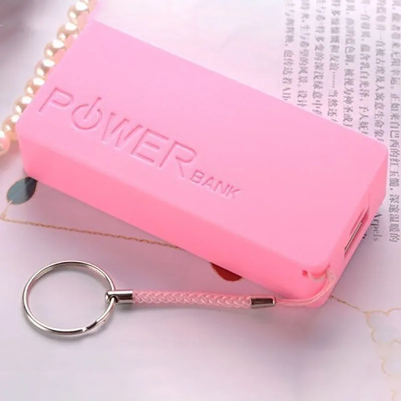 Pink No Battery 2x18650 одиночный USB DIY портативный пластиковый Аккумулятор Внешний Аккумулятор Чехол Коробка Внешний аккумулятор коробка для DIY комплект внешний аккумулятор 18650 5600mAh - Цвет: Pink No Battery
