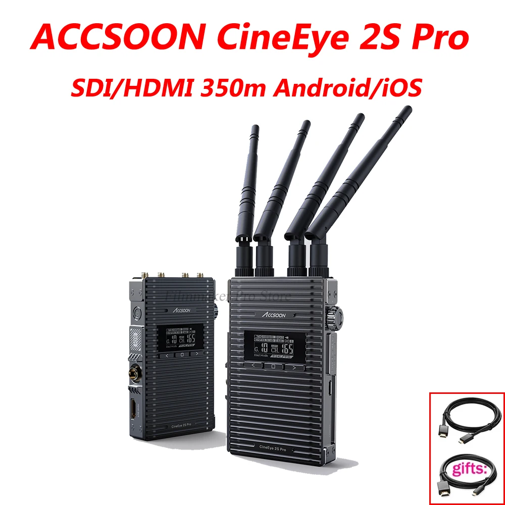 

ACCSOON CineEye 2 2S Pro Transmission Monitor System 5Ghz Dual Channel Wireless SDI 1080P 60fps 350m for Camera Live Streaming