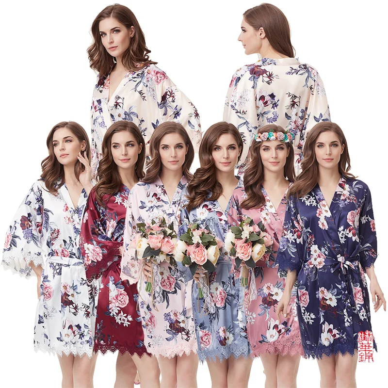 Халат для подружки невесты цветочный кружевной халат шелковый Свадебный подарки