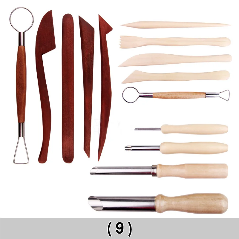 

1Set Pottery Tools Rock Painting Kit Wax Carving Sculpt Ceramic Tools Smoothing Polymer Shapers Wood Handle Pottery Set