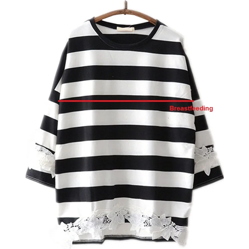 Футболки для кормящих мам кружевная повседневная одежда с длинными рукавами