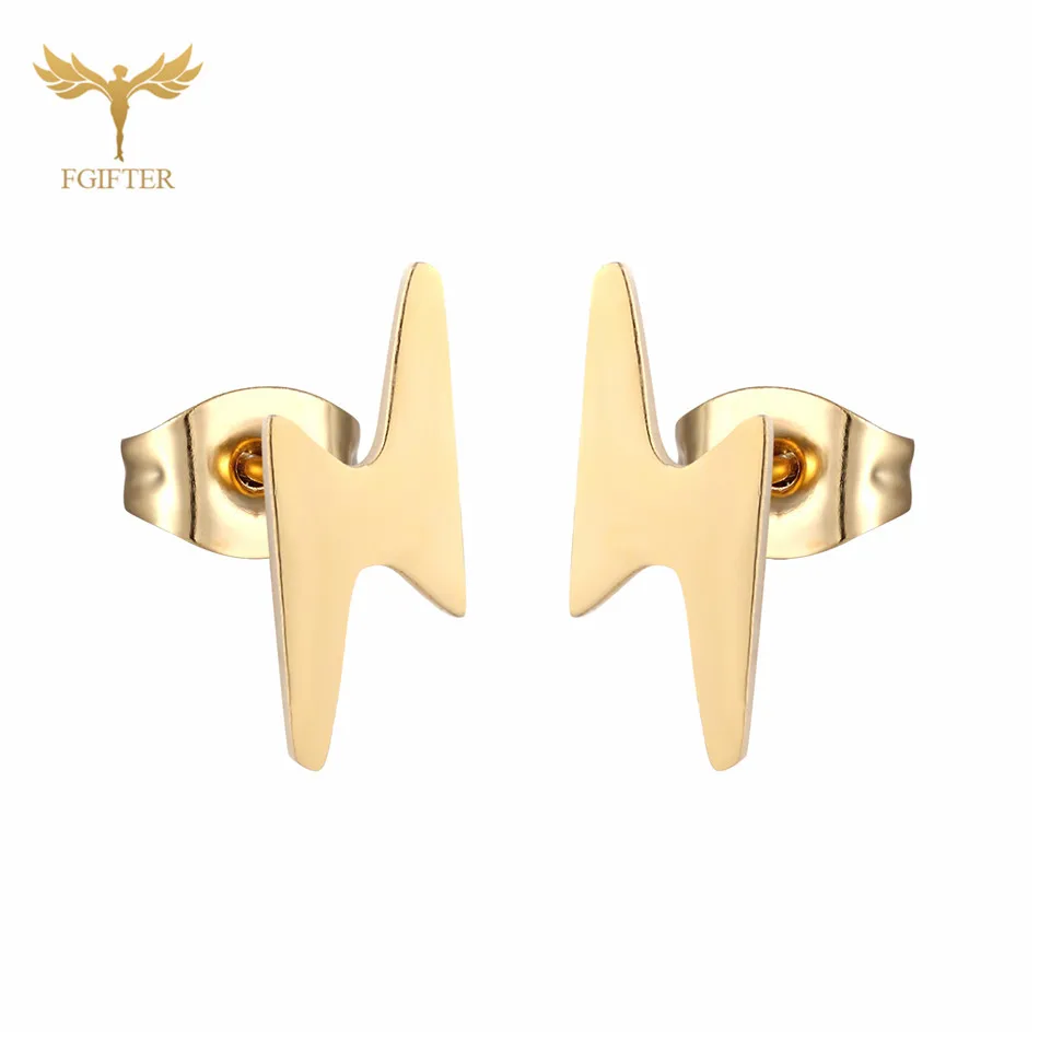 Золотые серьги набор дизайн молнии стильные гвоздики оптовая продажа ювелирные