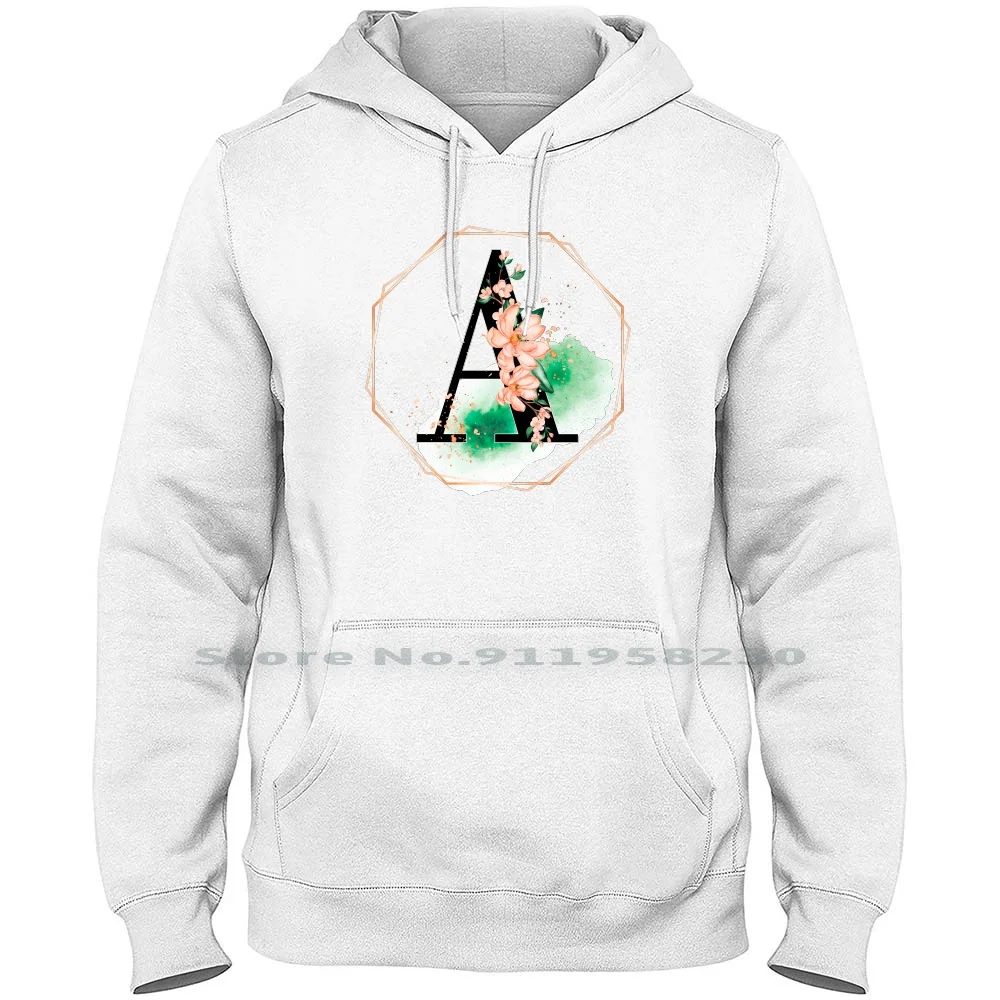 

Floral Letter A Men Women Hoodie Pullover Sweater 6XL Big Size Cotton Monogram Alphabet Stencil Floral Flora Ram Let Bet Ra Am