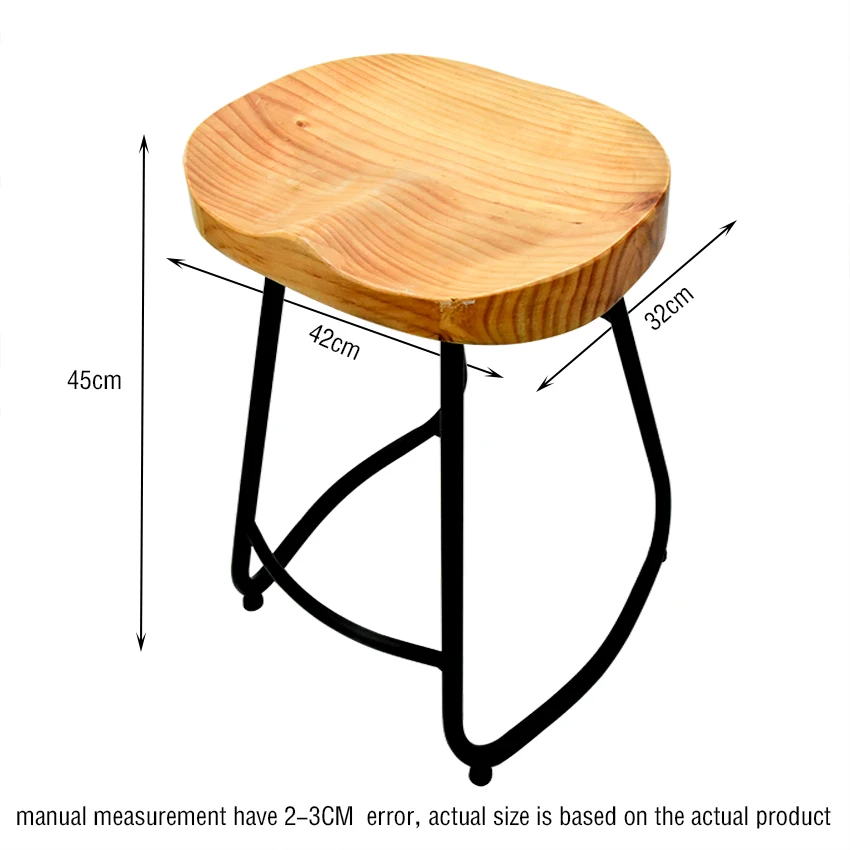 European Style Modern Wood S Shape Surface Bar Stool Fashion Cafe Iron Solid High Barstool Home Footstool 4 Size | Мебель