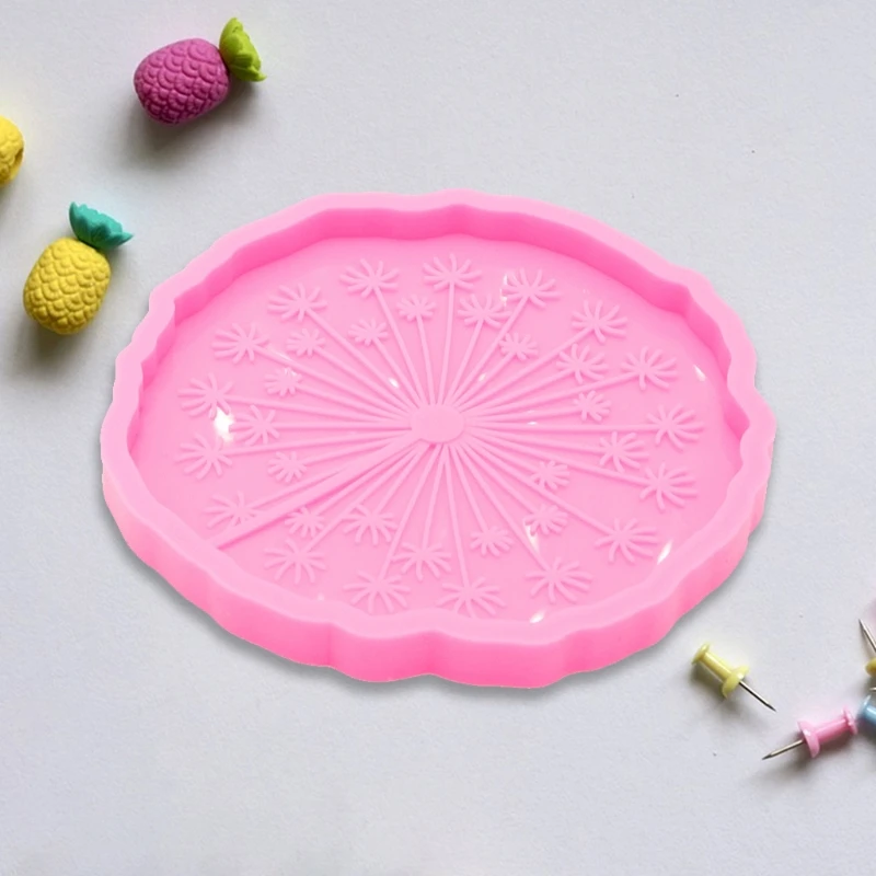 

Super Shiny Cup Mat Epoxy Resin Mold DIY Dandelion Coaster Tray Silicone Mould 45BC