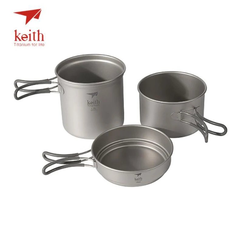 Многофункциональные кастрюли с складной ручкой Keith Titanium посуда для кемпинга