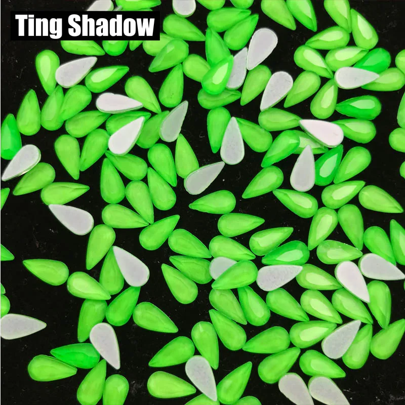 Green 120pcs Флуоресцентная кристальная светящаяся неоновая зеленая Розовая Желтая одежда со стразами 3D украшение для ногтей - Цвет: Green 120pcs