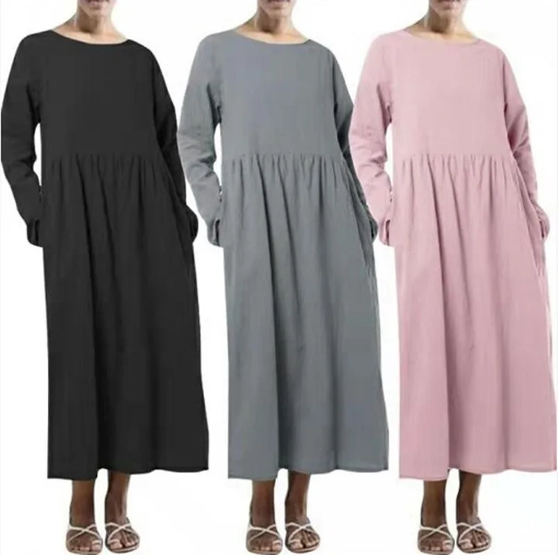 

Turkey Muslim Women Maxi Long Dress Moroccan Kaftan Party Vestido Solid Abaya Robe Femme Musulman Prayer Garment Islamic Clothes