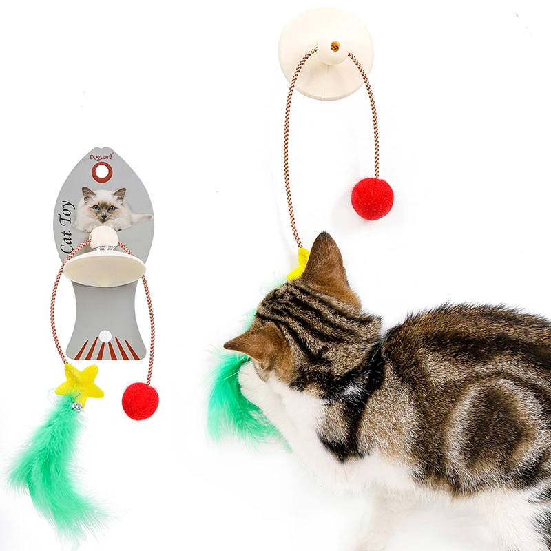 

Christmas Sucker Funny Cat Stick, Elastic Cat Toy Feather Funny Cat Artifact, Cat Self-Healing Bell Ball Toy
