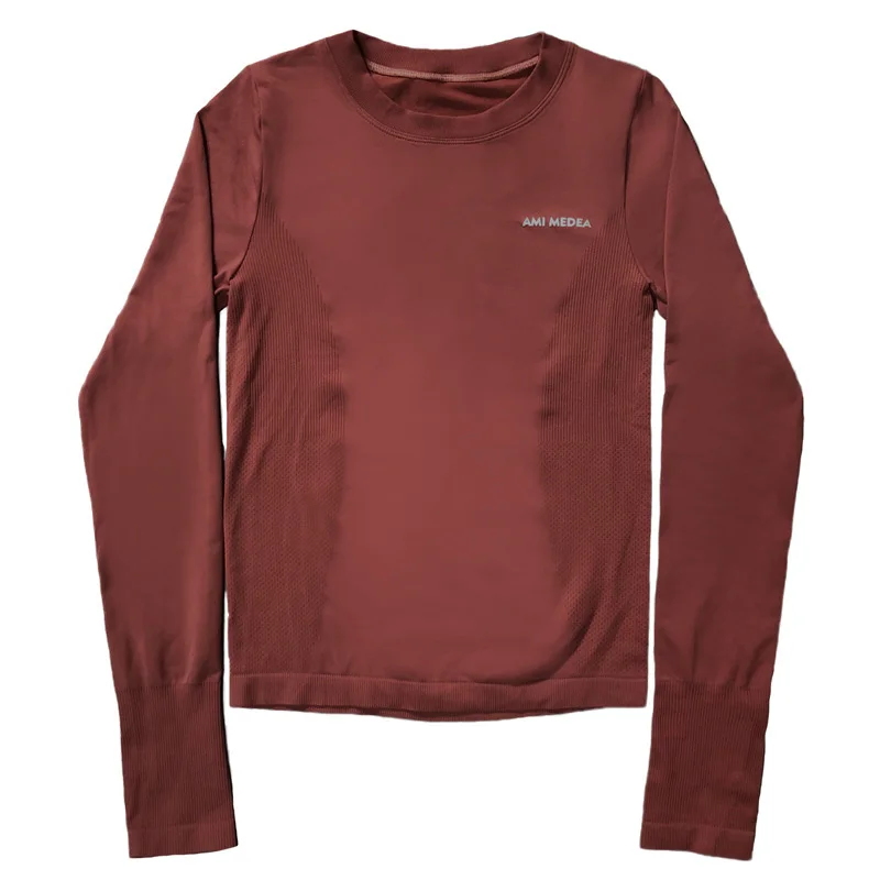 Кроп топ с длинным рукавом спортивная женская футболка для йоги тренажерного