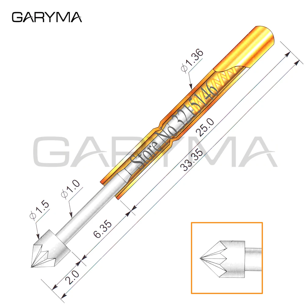 100 шт. в упаковке диаметром 1 5 мм Φ Пружинные тестовые щупы Pogo Pin длина 33 35
