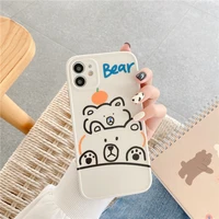 retro kawaii line doodle orange bear japanese phone case for iphone 12 11 pro max xr xs max 7 8 plus 7plus case cute soft cover