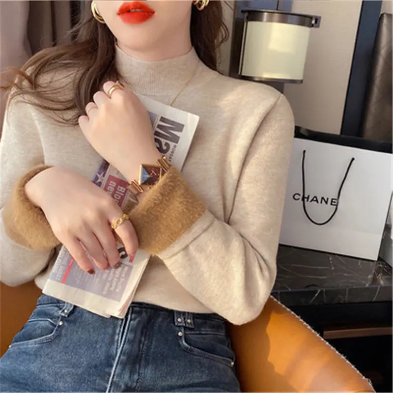 

Свитеры осенне-зимние базовые вязаные теплые свитеры с высоким воротником женские пуловеры 7 цветов однотонные минималистичные мягкие для ...