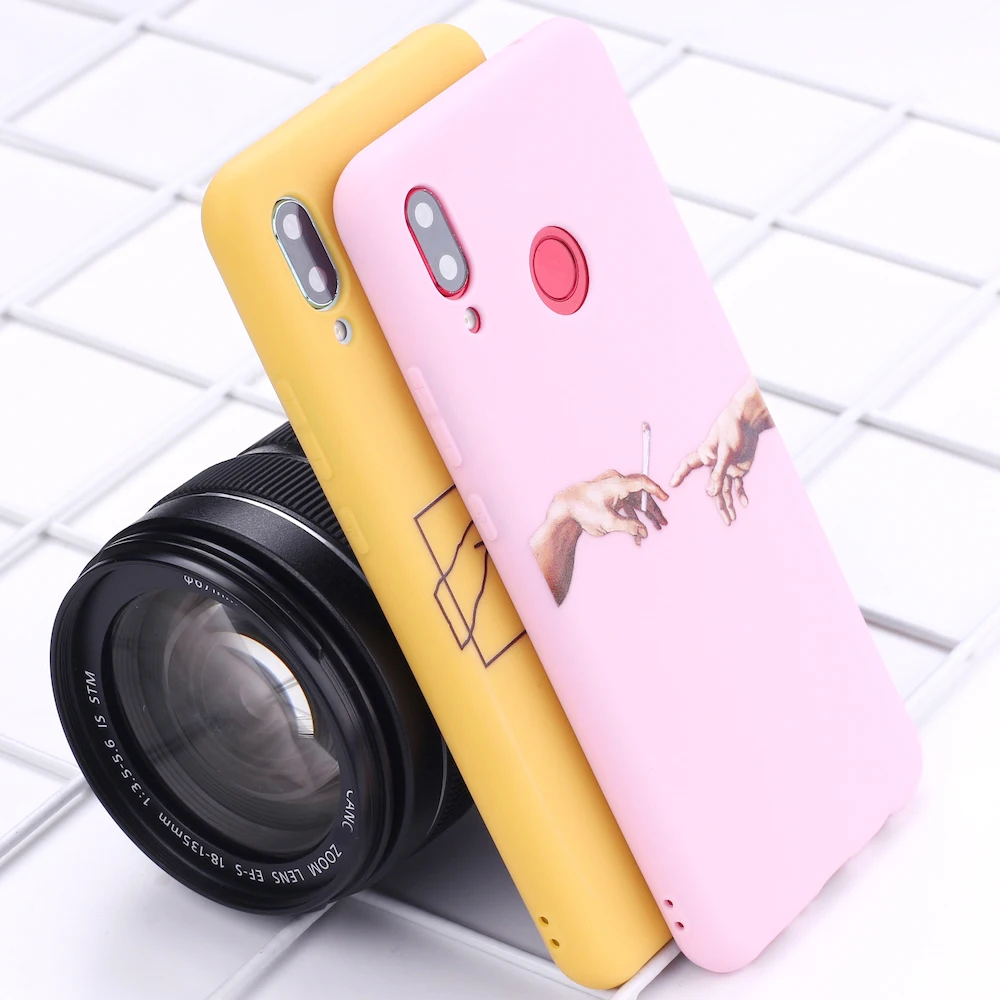 

For Huawei Honor Mate 10 20 Nova P20 P30 P40 P Smart Mona Lisa Art David lines Painted Silicone Phone Case Cover Fundas