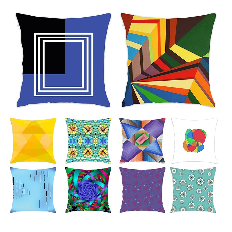 

[Douladou] Retro Style Curves and Swirls Geometric Pillows Rustic Pillow Case Circle Cushion Covers Housse Coussin Sofa 45x45cm