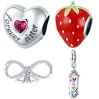 Бусины-шармы женские из серебра 925 пробы, с бабочкой, скейтбордом