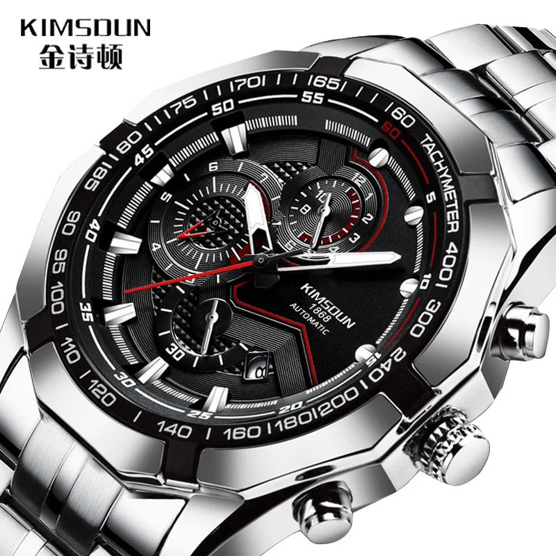 KIMSDUN - Men's Watch Top Brand Multifunctional Mechanical Watch Waterproof Sport Timing Fine Steel Watch Strap Men's Watch