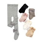 Хлопковые зимние теплые детские колготки с милым бантом для маленьких девочек, модные вязаные Нескользящие колготки для вечеринок, повседневная одежда