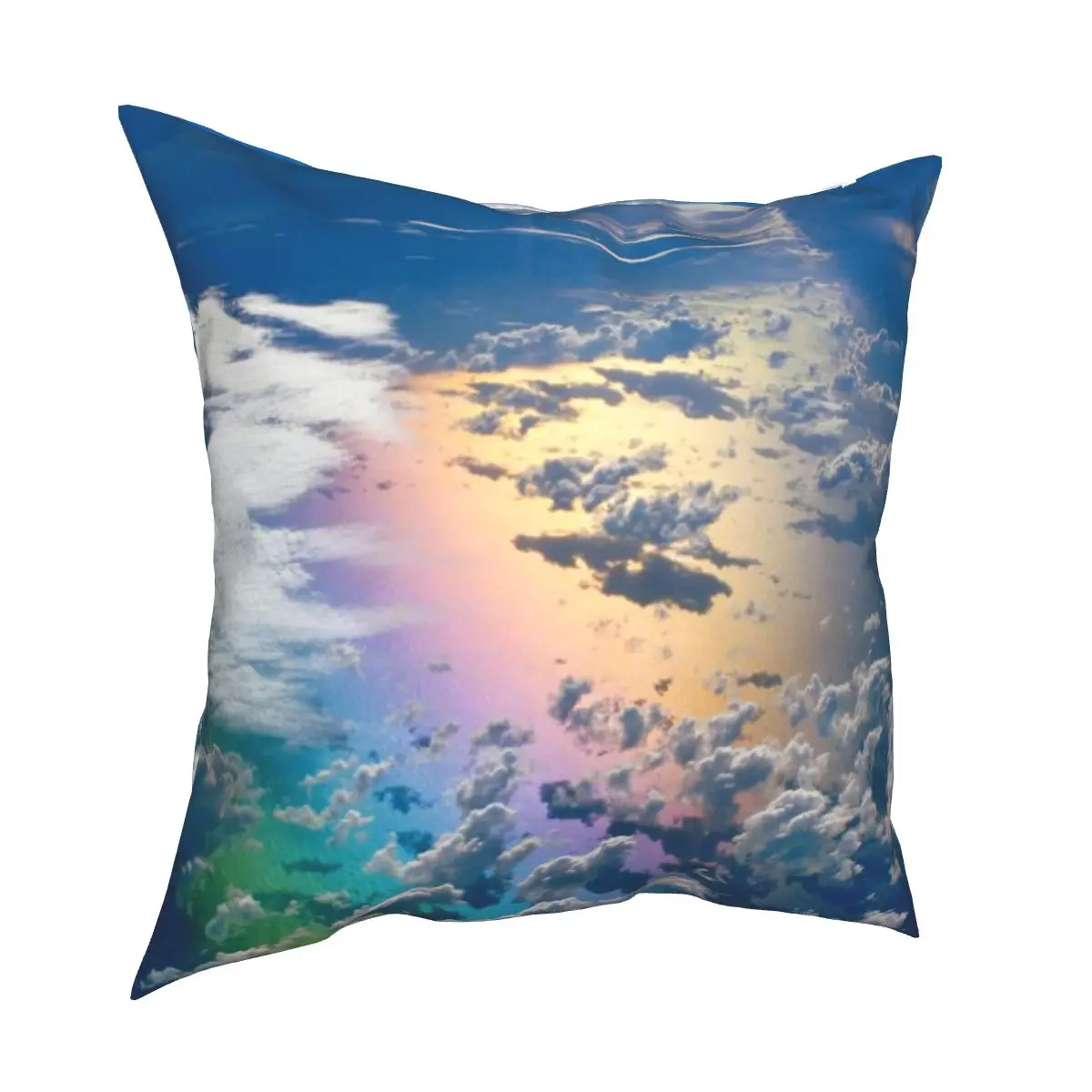 

Colorful cloud printing pillow case nature magic scene rainbow cloud linen pillow case retro home decoration pillow case