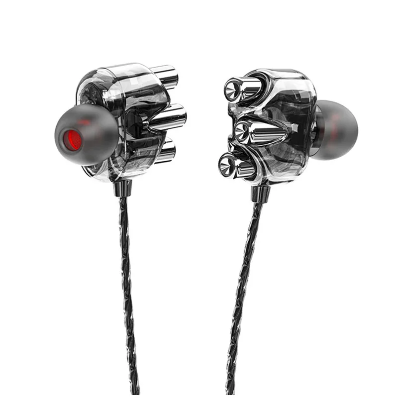 

in-Ear Headset Quad-Core Double Moving Coil Karaoke Mobile Phone Universal Earplug Cable Subwoofer HD Player