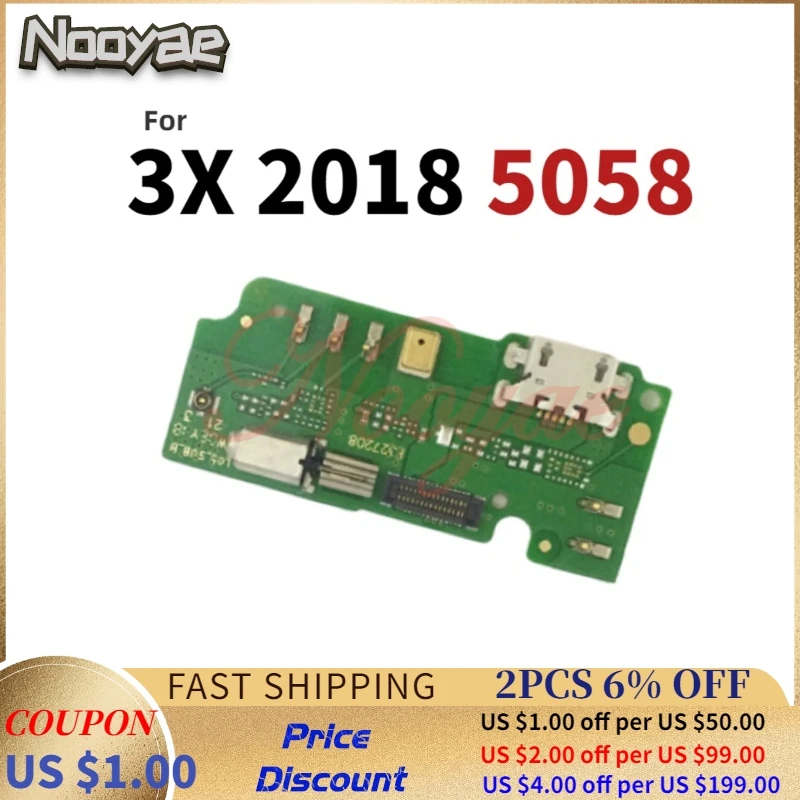 Зарядное устройство для Alcatel 3X 2018 5058 5058A 5058I 5058J порт для зарядной USB док-станции, шлейф с микрофоном и отслеживанием