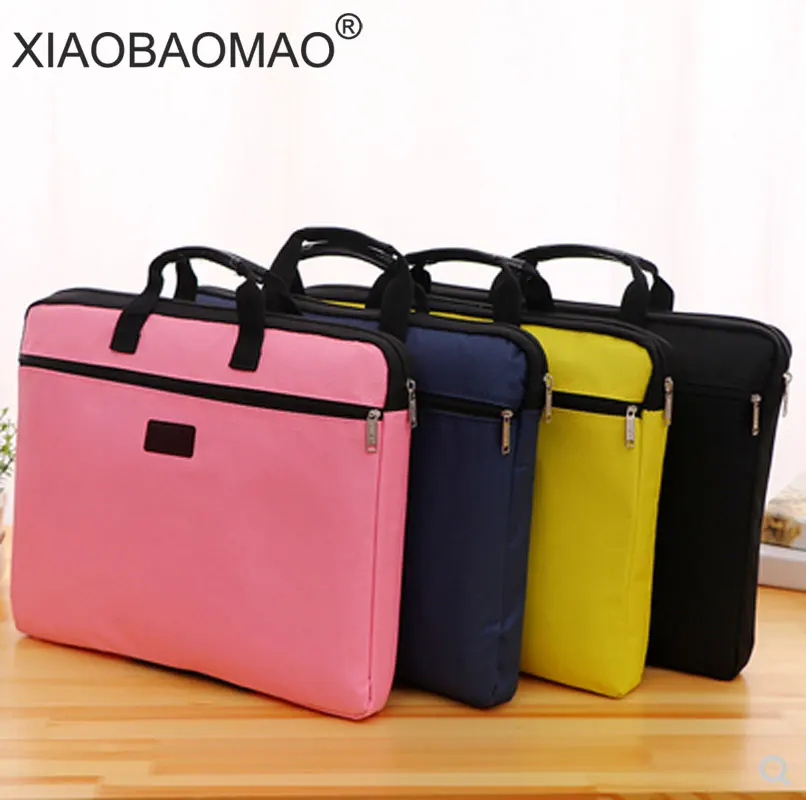 6 colors A4 Document Bag Big Capacity Double Layers Book File Folder Holder with Handle Zipper Waterproof Canvas Handbag for Bus