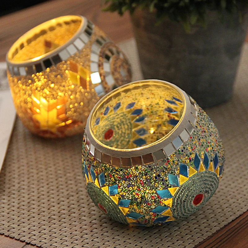 Мозаичный подсвечник ручной работы романтический для ужина свадьбы вечеринки