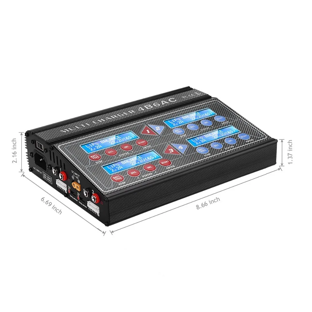 

4B6AC/80W Lithium Battery Charger Professional RC Balance Charger Four-Way B6AC Charger Smart Balance Charger Battery Household