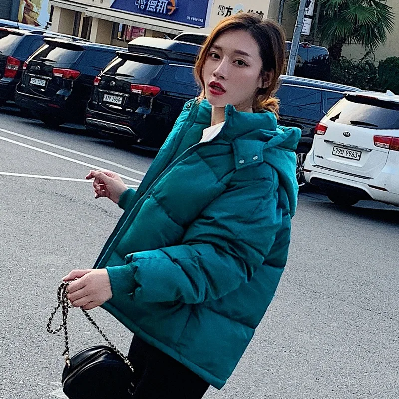 2021 осень зима Женская куртка пальто с капюшоном зимняя короткая женская парка