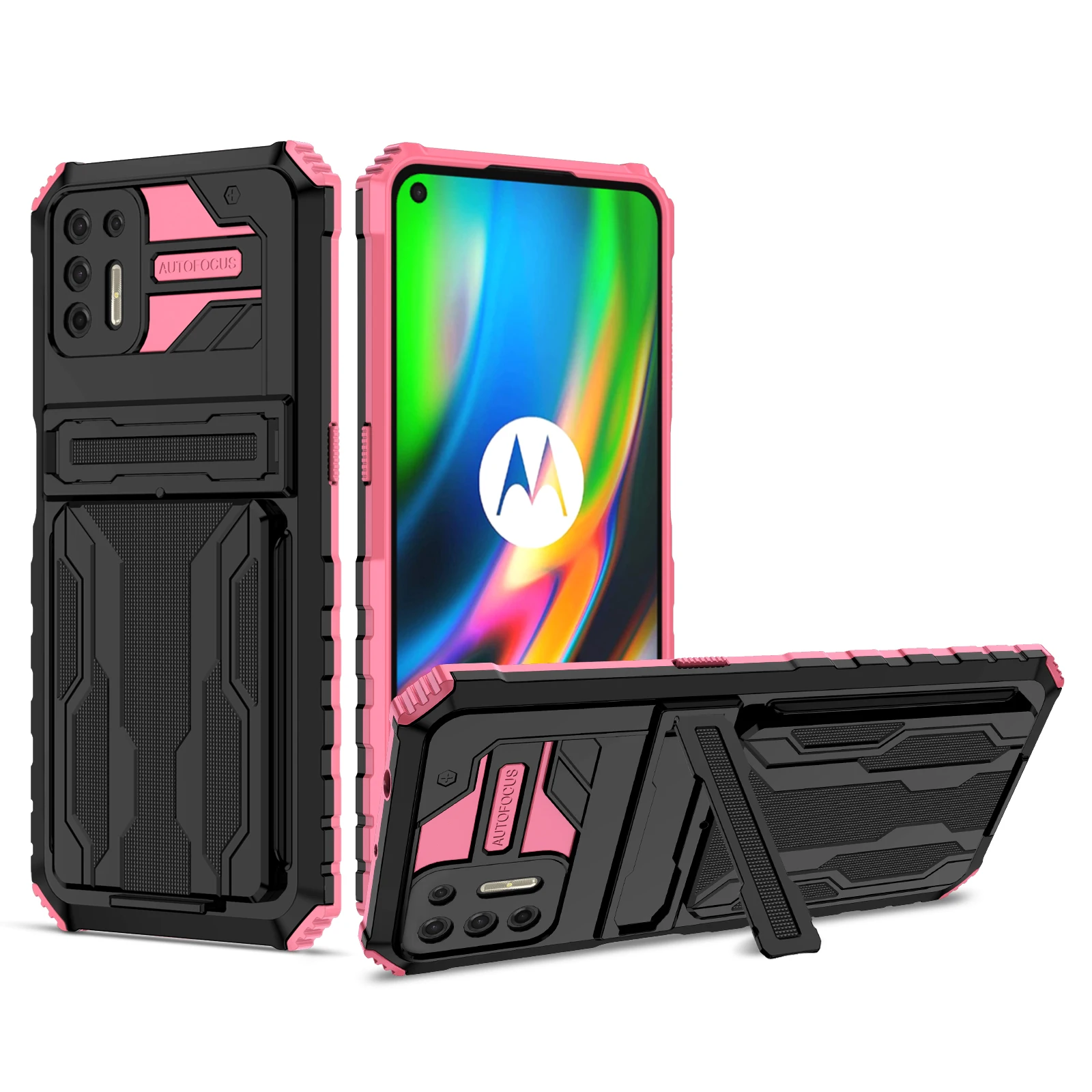 

Shockproof Armor Phone Case For Motorola Moto G G9 G10 Plus Stylus Power 5G 2021 G20 G30 Card Package Invisible Kickstand Cover