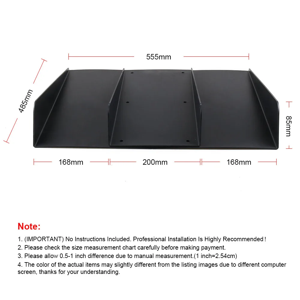 Универсальный задний бампер ABS 22 &quotx 21&quot 4 плавника диффузор Черный