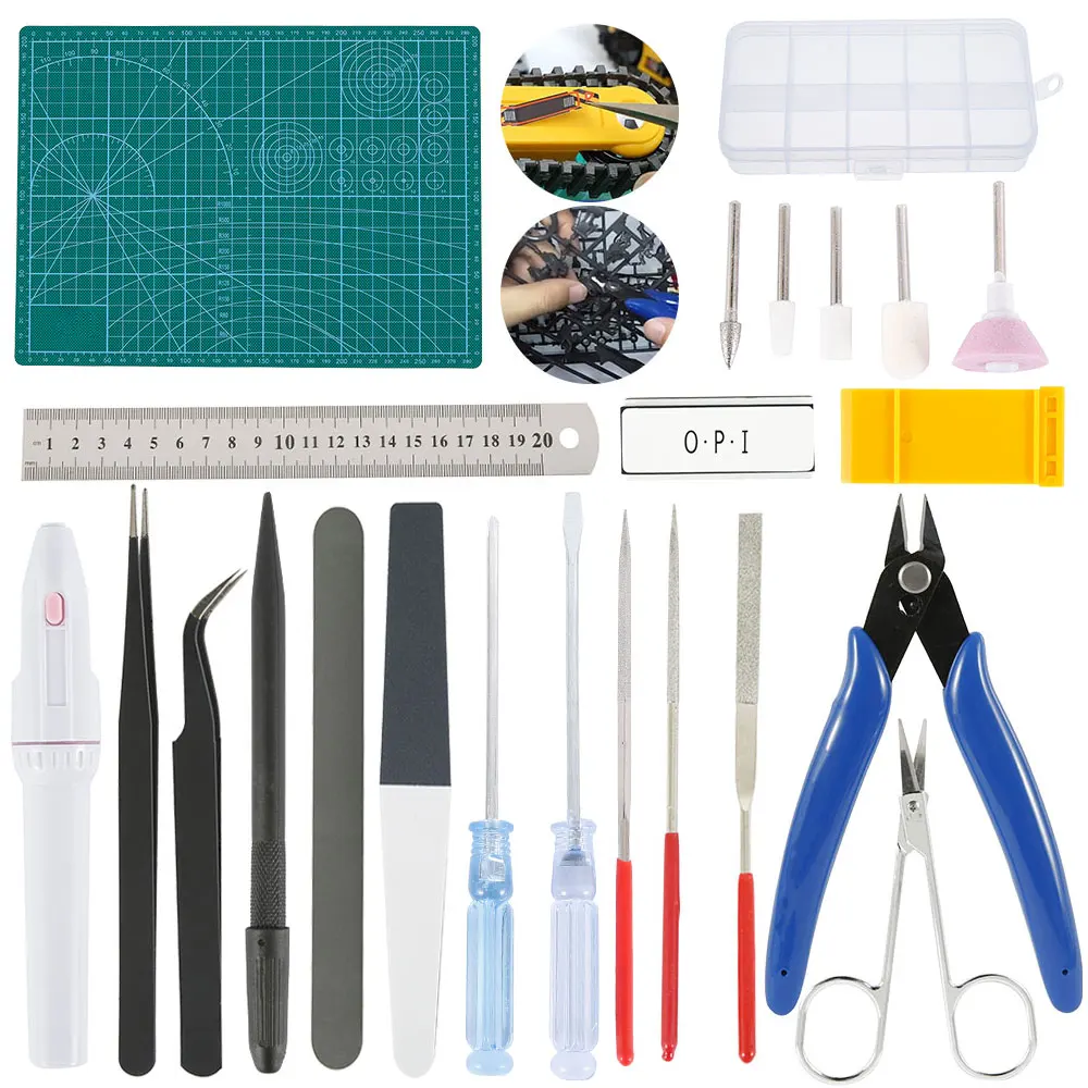 

26pc Model Building Tools Set Model DIY Accessories for Gundam Tools Military Model Grinding Cutting Polishing Assemble Building