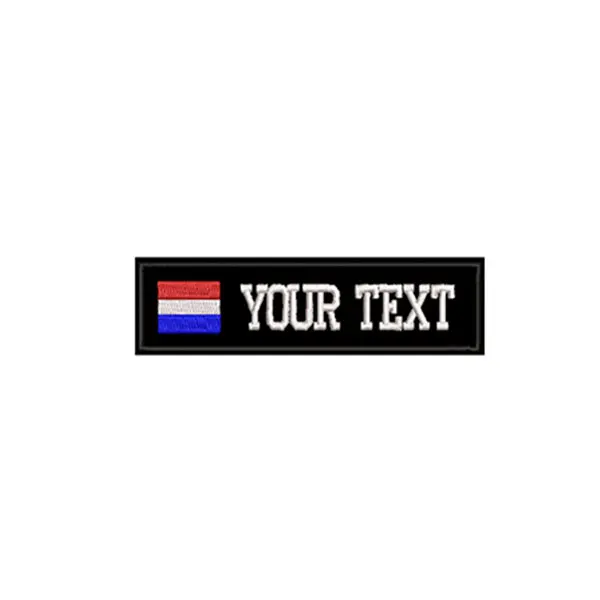 Netherlands flag Rectangular 1 line custom Embroidered Name hook onpatch US brazil French UK country flag personalized flag for jacket,bag,coat - Цвет: Netherlands flag