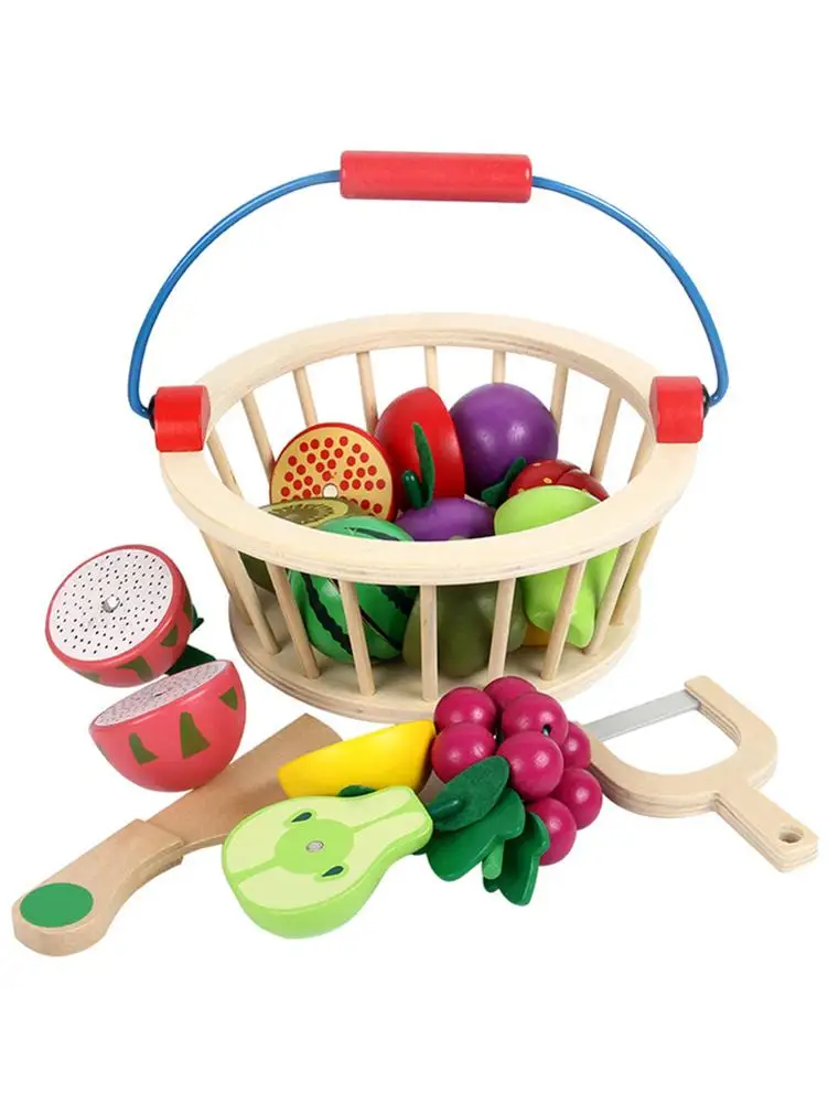 

Children's Cut Fruit Set Wooden Food Toys Simulation Kitchen Play House Toy Set Baby Early Education Learning Toys