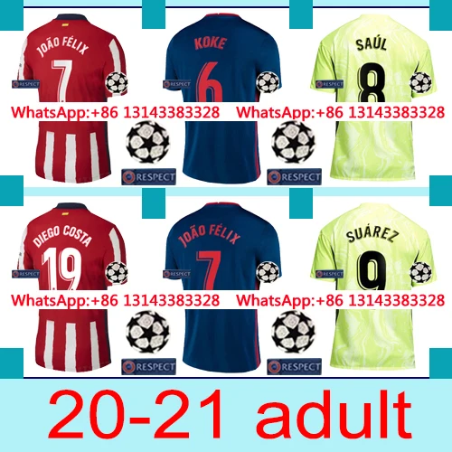 

2021 22 Atletico MadridES shirt JOAO FELIX SAUL SUAREZ CORREA new Home away Top Quality men shirt M.LLORENTE DIEGO COSTA LEMAR