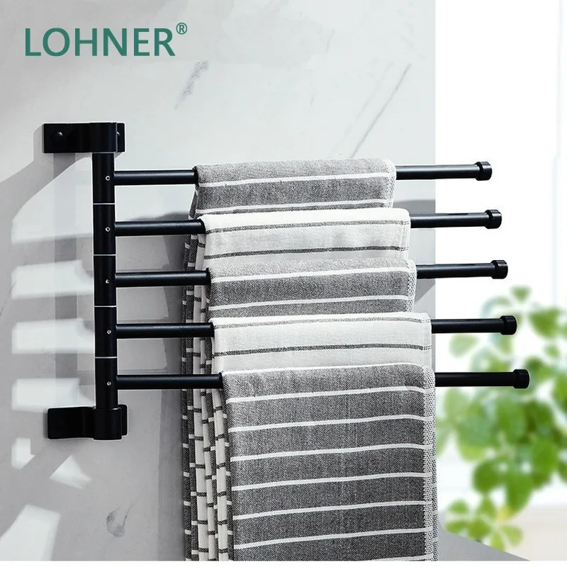 

Lohner оптовая продажа алюминиевая вращающаяся вешалка для полотенец передвижная вешалка полки для ванной без отверстий Складная полка для д...