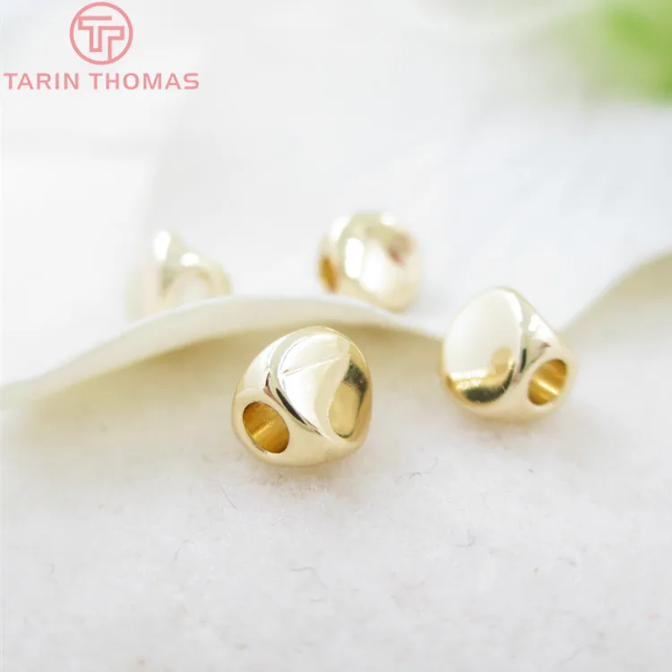 

20PCS 4.5MM hole 2MM 24K Champagne Gold Color Plated Brass Smooth Twisted Beads Spacer Beads Jewelry Findings Accessories