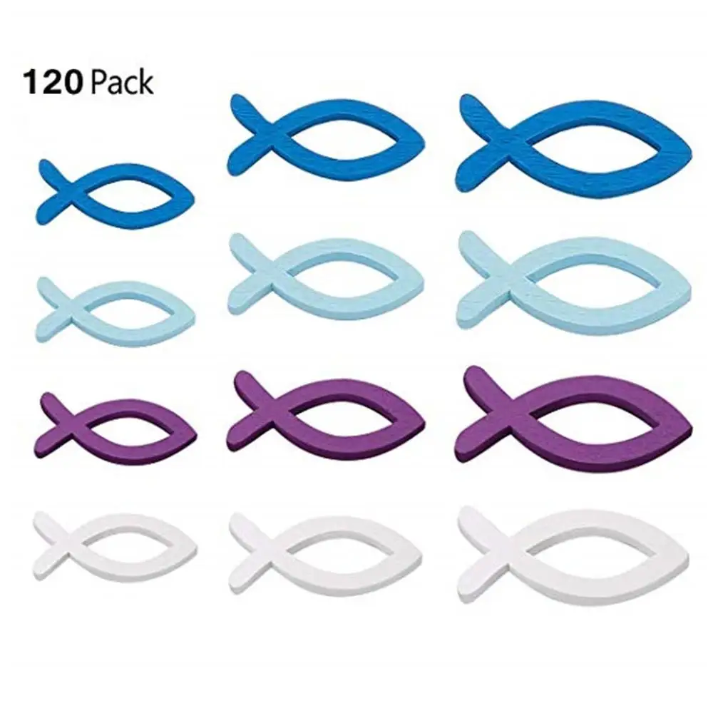 120 упаковок Искусственный деревянный стол в виде рыбы рассеянные украшения для